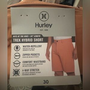 Hurley Men's Trek Hybrid Shorts — Rust Orange size 30